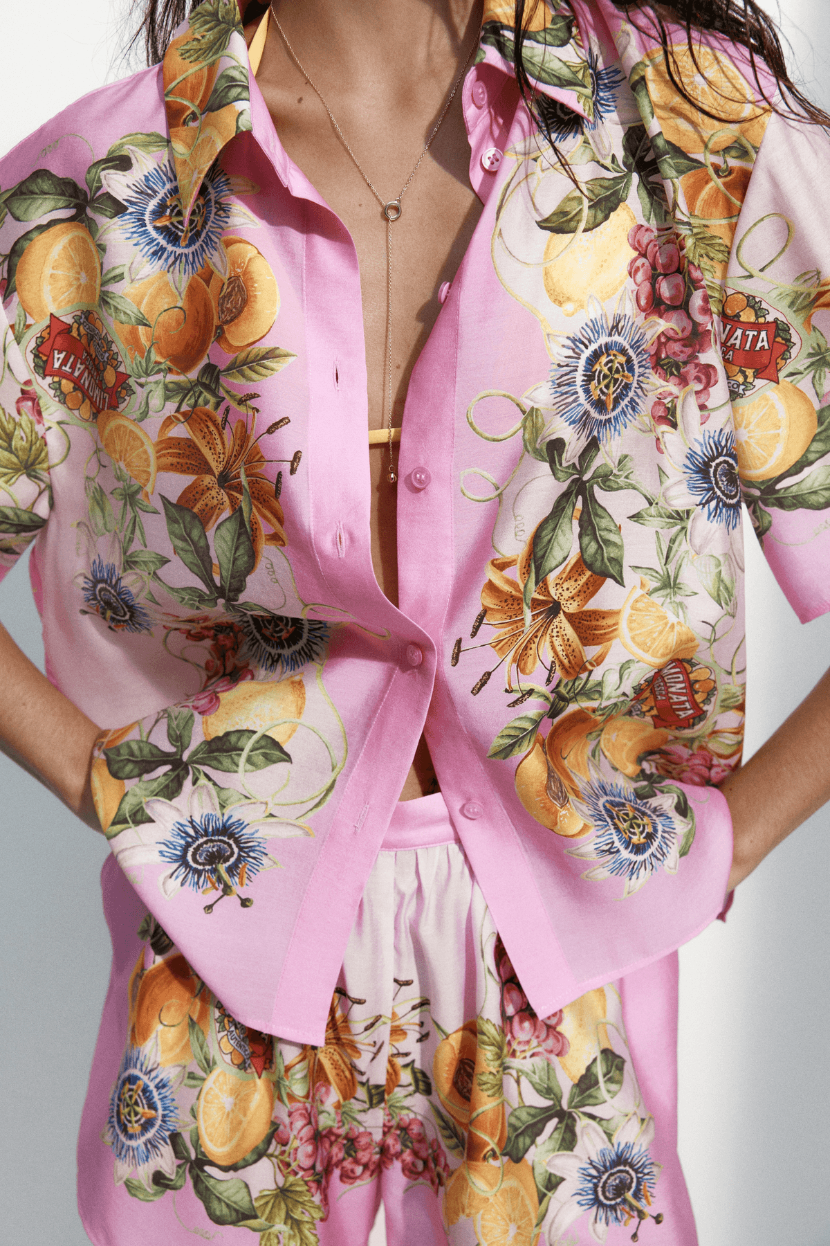 Women's Pink/Lemons Oversized printed shirt - View 3 - Superr*