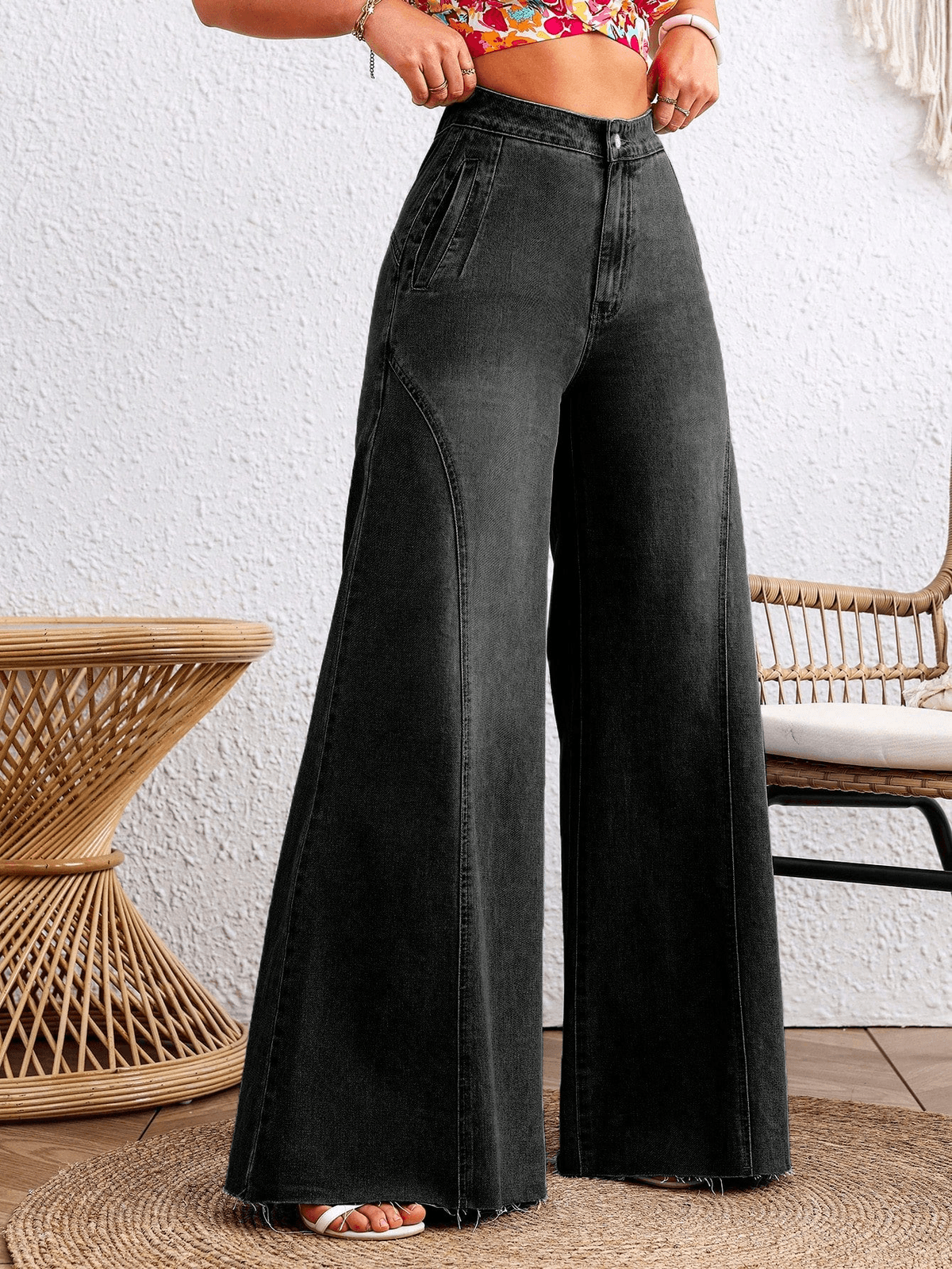 Detailed Stitch Super Wide Leg Jeans - View 2 - Superr*