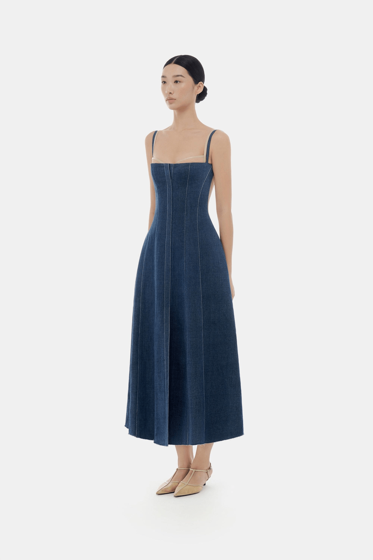 Denim Blue Corset Midi Dress - View 3 - Superr*