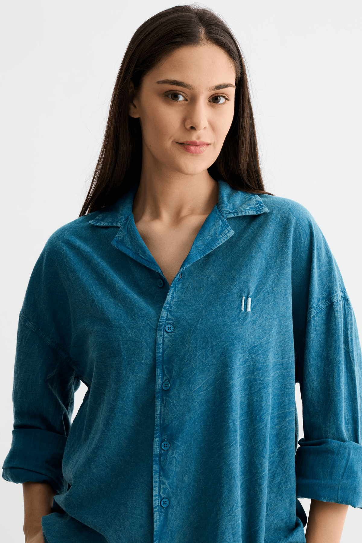 Aqua Blue Washed Past Shirt - View 2 - Superr*