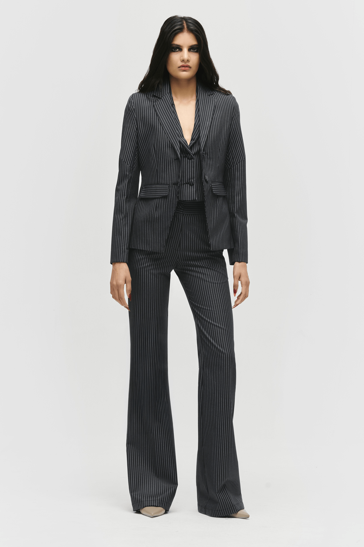 Belted Pinstripe Suit - View 4 - Superr*