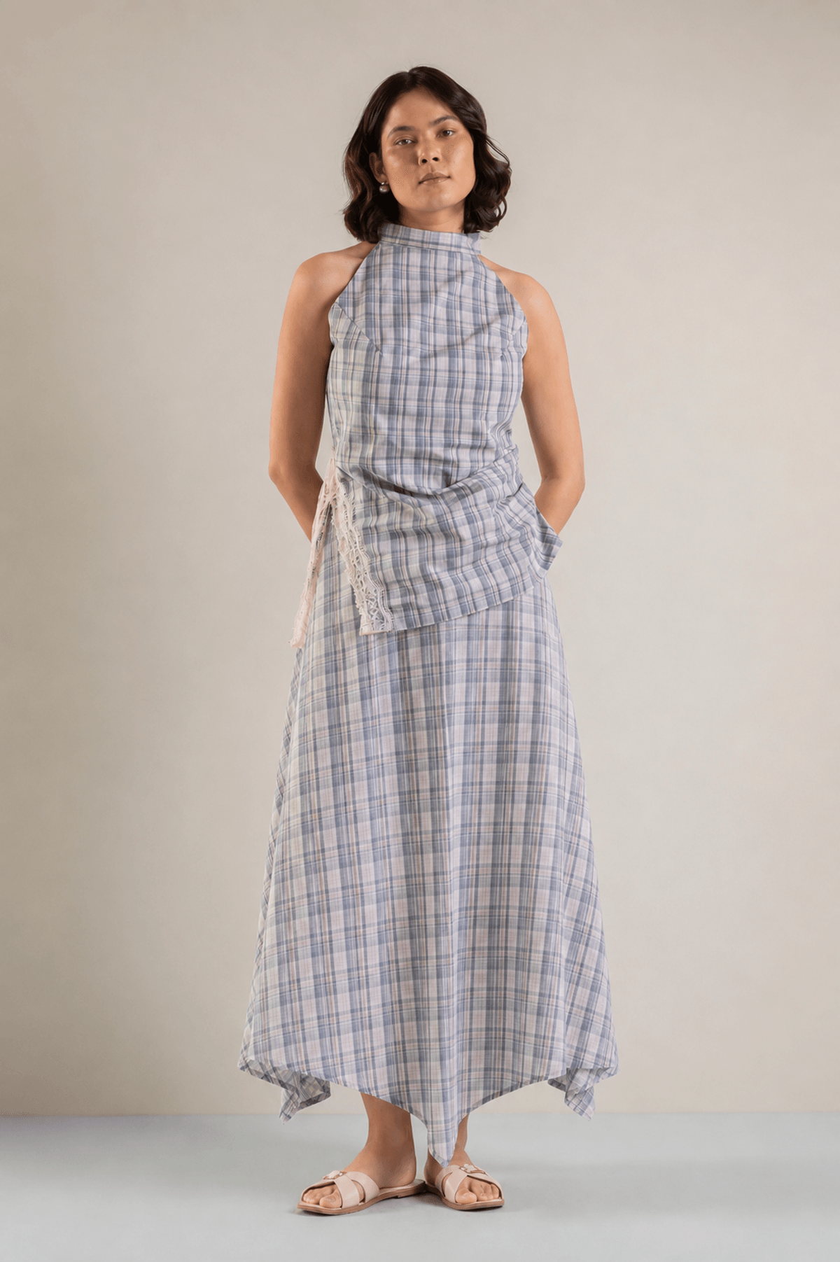 The Handkerchief Skirt- Pink Grey Check - View 2 - Superr*