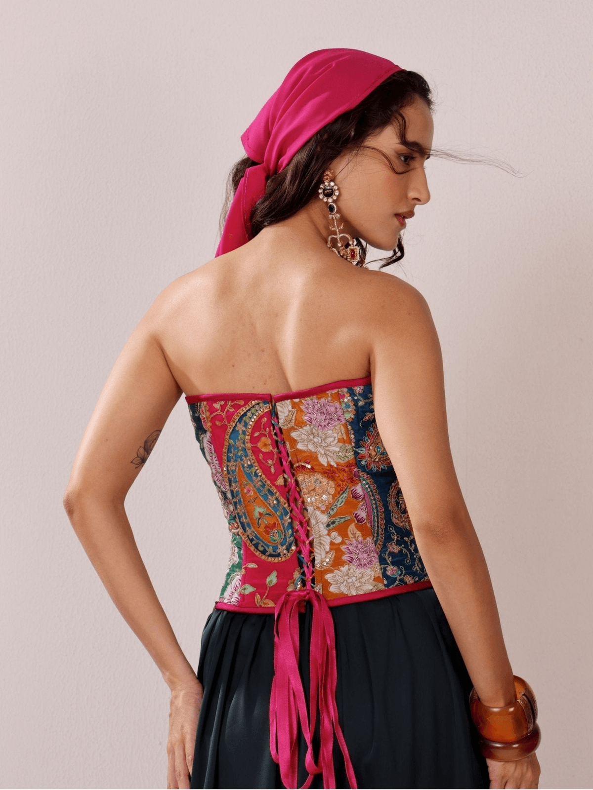 Multicoloured Embroidered Corset - View 2 - Superr*