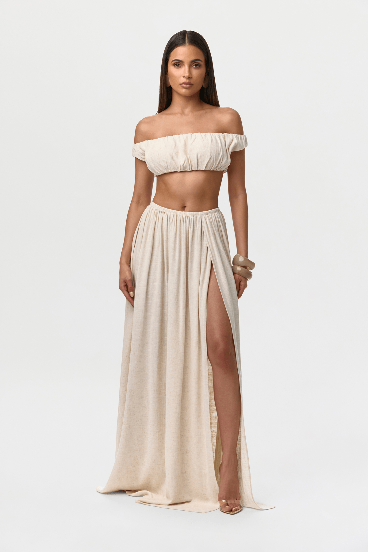 Linen Off-Shoulder Crop Top - View 3 - Superr*