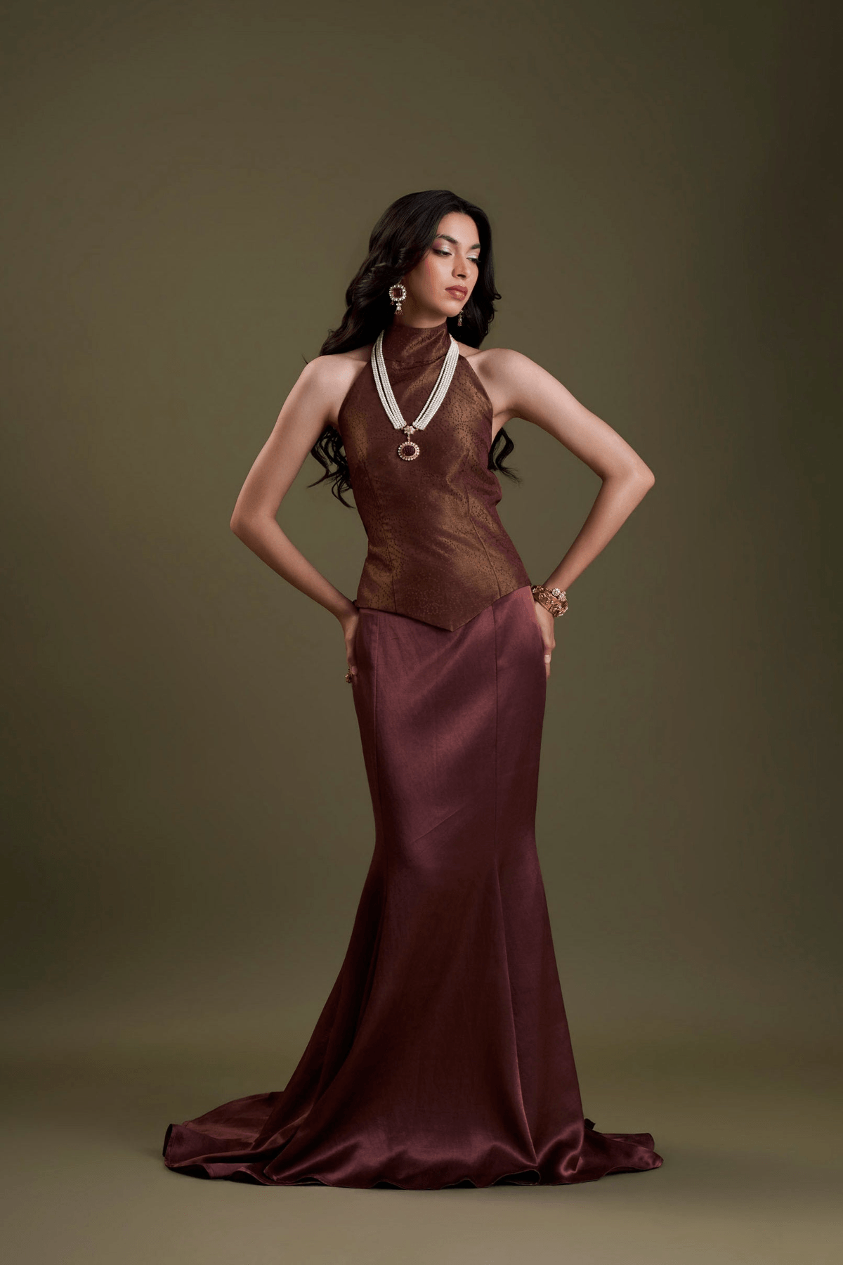 Brown Fishtail Skirt And Top - View 2 - Superr*
