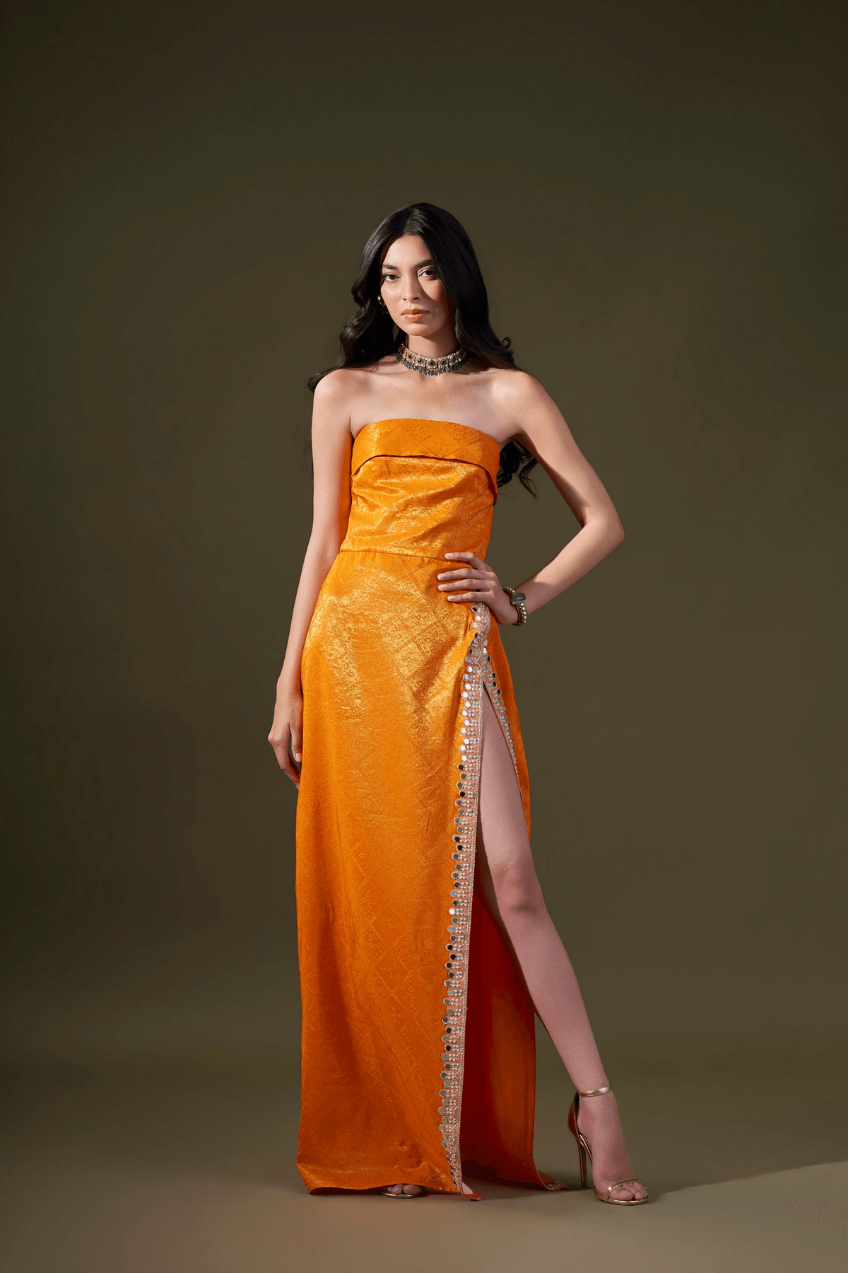 Orange Long Tube Dress - View 2 - Superr*