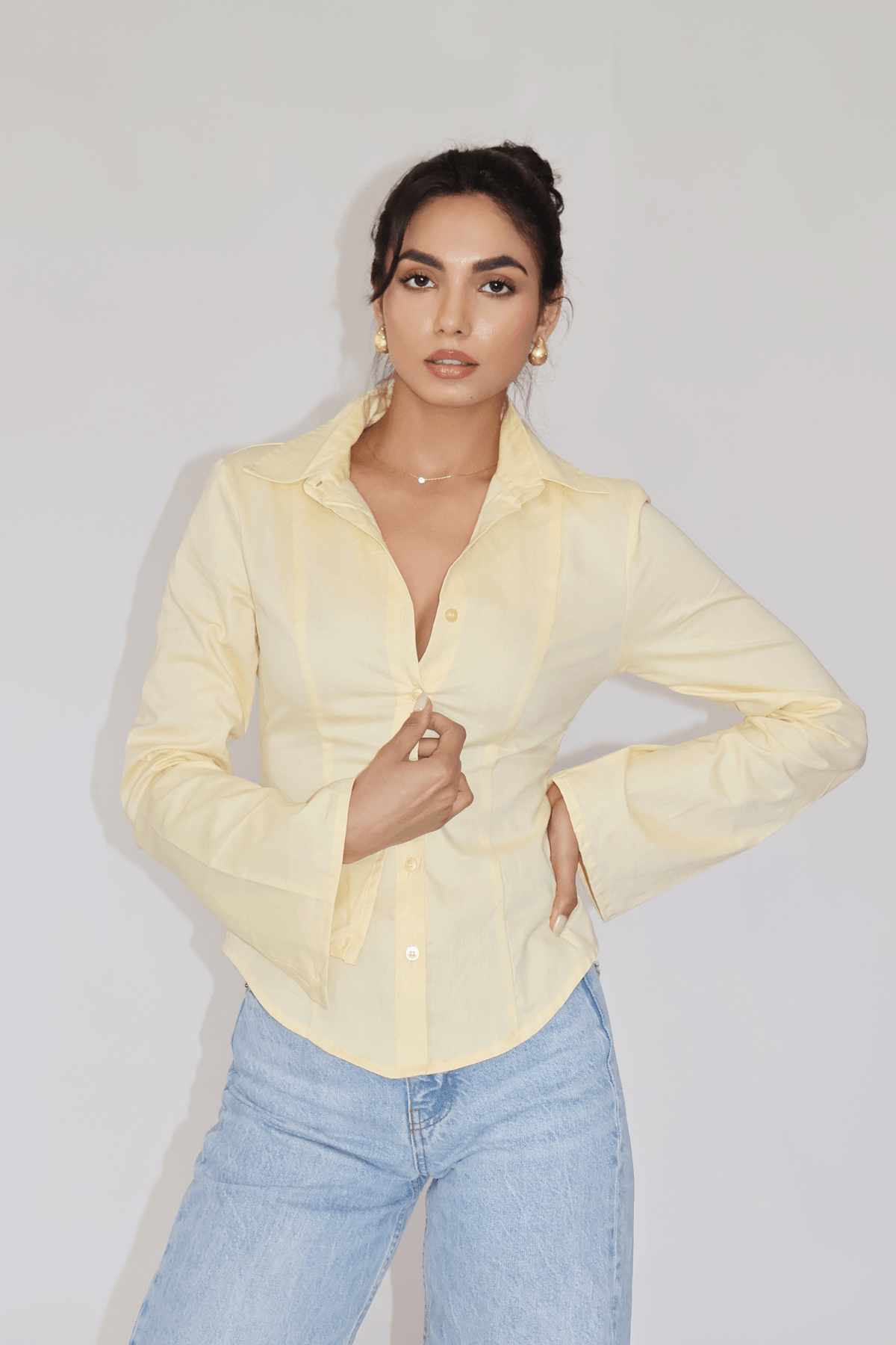 MOON Fitted Shirt – Butter - View 3 - Superr*