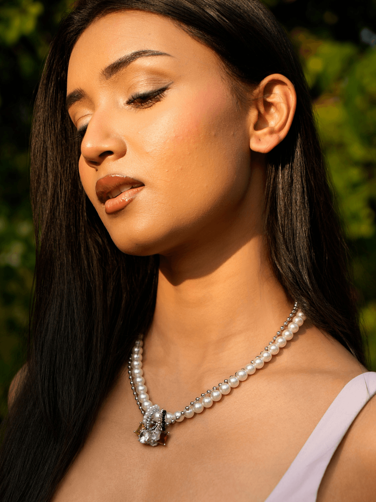 Pearl Necklace with Multicolour Charm Pendant - View 2 - Superr*